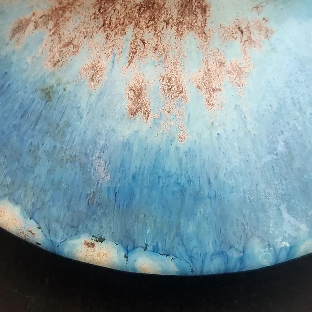 Single Double Wick Oil Lamp Reed Diffuser Blue OOAK Studio Pottery Signed VTG